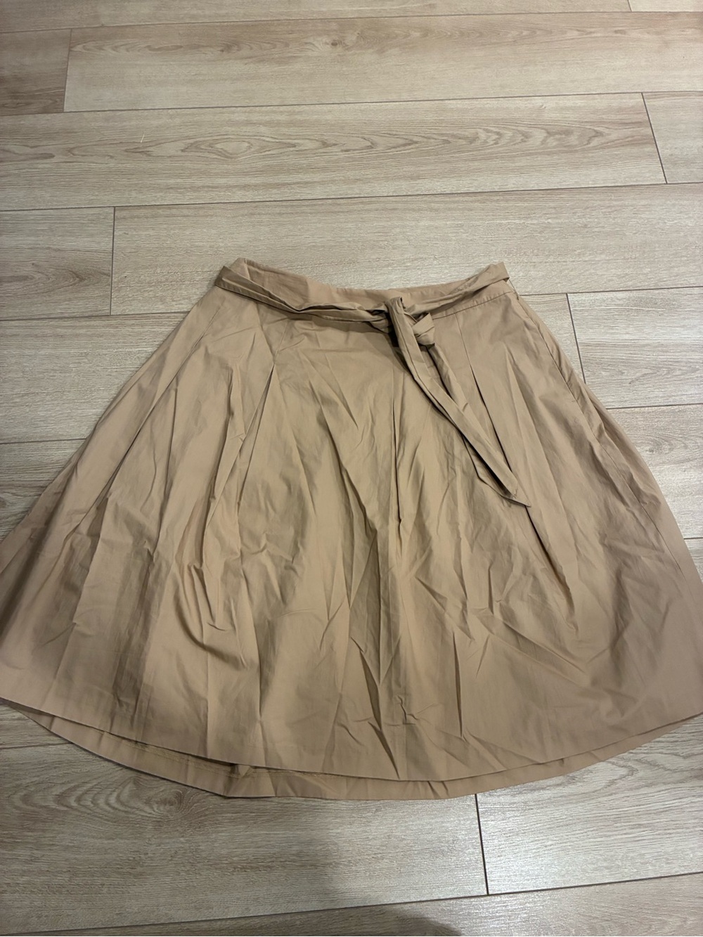 NWT Talbots Women’s Khaki Tan Pleated A-Line Belted Skirt Size 14WP
